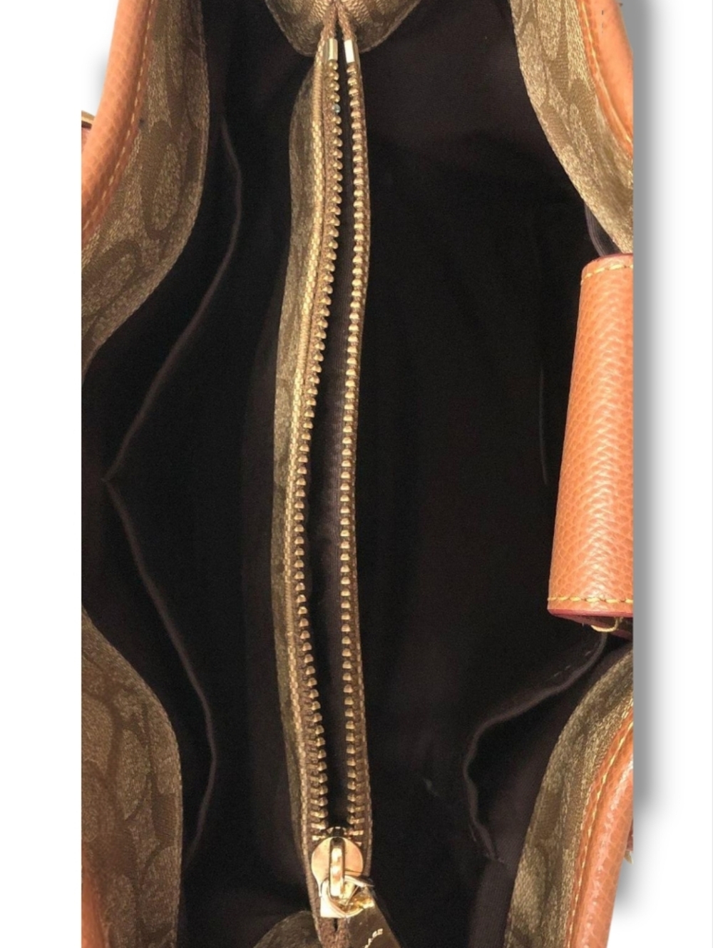 Coach Signature F34608 Margot Brown Canvas Tote Bag with Leather Trim - Picture 15 of 16